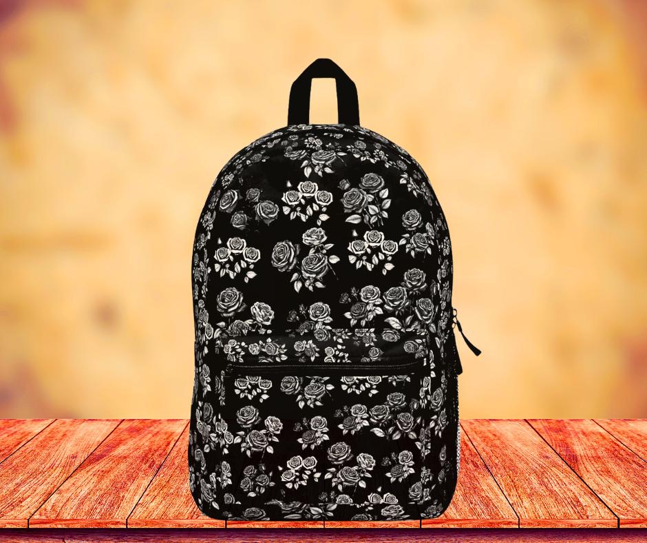 Black Roses Backpack, Dark Floral Gothic Roses Backpack  display picture 1