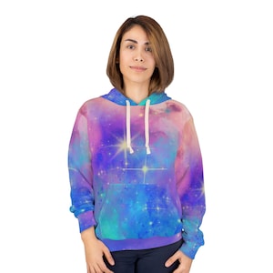 Galaxy Hoodie, Colorful Galactic Hoodie, Celestial Hoodie, Mystical Hoodie, Pink Blue and Purple Hoodie, Sci-fi Hoodie, Cosmic Sweatshirt