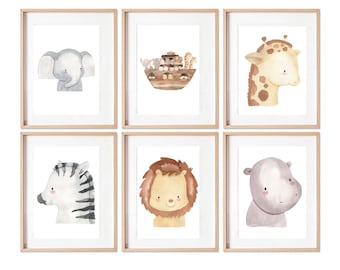 Noah's Ark Watercolor Prints: Nursery Animal Art (Digital Download)