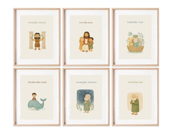 Bibel Helden Kinderzimmer Kunst | Aquarell Kinder Drucke (8er Pack) (Digitaler Download) |