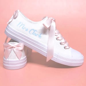 Custom Bridal Canvas Shoes | Personalised Wedding Sneakers with Bows