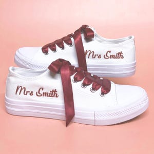 Custom Bridal Canvas Shoes | Personalised Wedding Sneakers | Side Only Text
