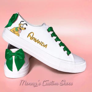 Women&#39;s Custom Pluto Shoes | Personalised Vacation Trainers | Customised Character Kicks | Bride Holiday Sneakers