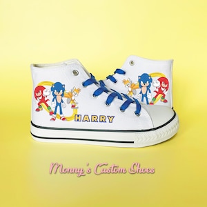 Zapatillas de lona personalizadas de Sonic The Hedgehog para niños / Zapatillas de deporte personalizadas para niños / Zapatillas altas Knuckles Tails