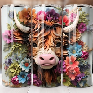 3D Baby Highland Cow Tumbler Wrap Highland Cow png Highland Cow svg Highland Cow print Highland Cow decor, Instant Digital Download Only