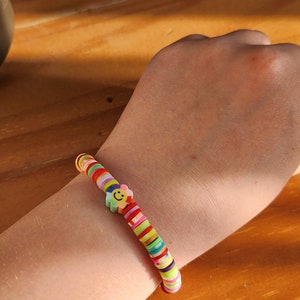 Rainbow flower smiley bracelet
