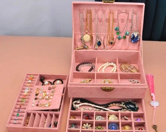 Velvet-lined Multilayer Jewelry Organiser with Lock, Spacious Storage for Necklace Bracelets Earrings Rings, Precious Gift for Her