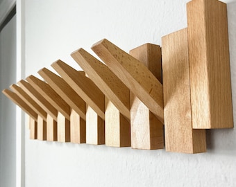 Porte-manteau fait main en bois massif, support pour piano, support de porte en bois, patère murale, cadeau de pendaison de crémaillère, cadeau de décoration d'intérieur