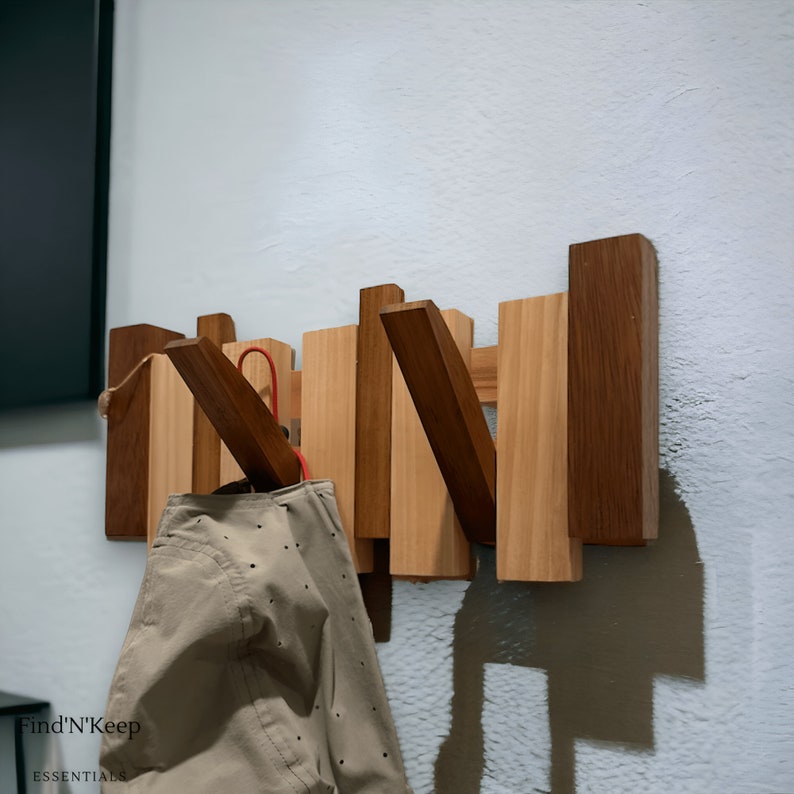 Wooden Homemade Coat Rack, Solid Wood Wall Mounted Piano Coat Rack, Doorway Rack, Housewarming Gift, Gift, Gift for Mother image 3