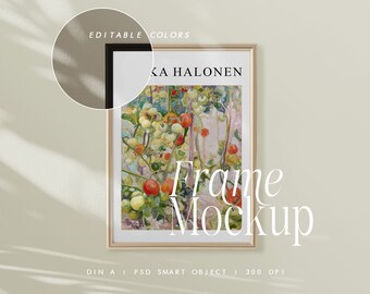Vintage kunstmockup met klassieke lijst, antieke postermockup, DIN A aanpasbare PSD-sjabloon met bewerkbare kleuren, eenvoudige muurkunstweergave