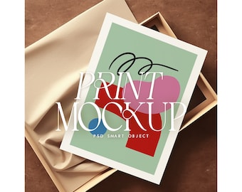Flat Lay Art Mockup: Minimalist Poster Template (PSD)