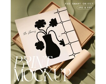 Square Art Mockup: Flat Poster Display (PSD & JPG)