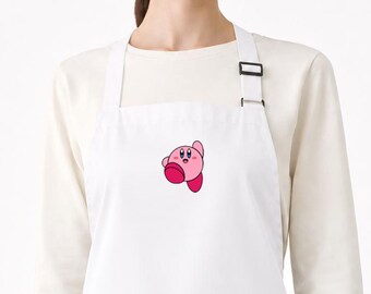 Kirby Apron Gift | 100% Polyester White Kitchen Apron with Front Pocket