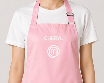 Custom Master Chef Apron with White Text | Lightweight Polyester in Blue, Red, Navy