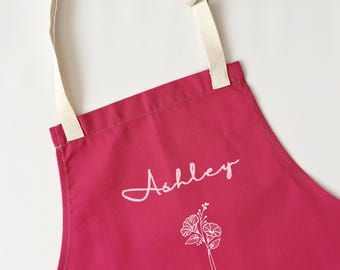 Birthday Flower Apron – Handcrafted & Embroidered in Canada | Made in Toronto Gift with Custom Birth Flower