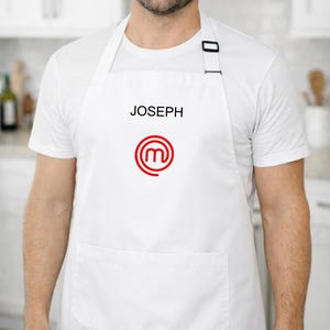 Personalized Master Chef Apron with Black Text | Thin, Lightweight 100% Polyester Gift Made in Canada