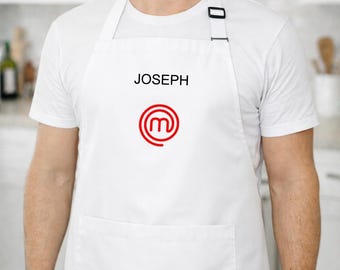 Personalized Master Chef Apron with Black Text | Thin, Lightweight 100% Polyester Gift Made in Canada