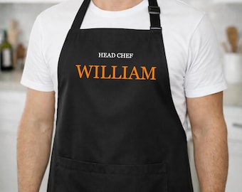 Personalized Black Apron | Embroidered Chef Gift, Cookware