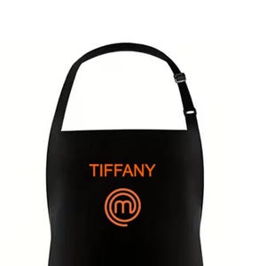 Personalized MasterChef Aprons | 100% Polyester Black Bib Apron |  Gift Ideas for Cooks, Husband and Wife