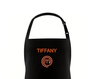 Personalized MasterChef Aprons | 100% Polyester Black Bib Apron |  Gift Ideas for Cooks, Husband and Wife