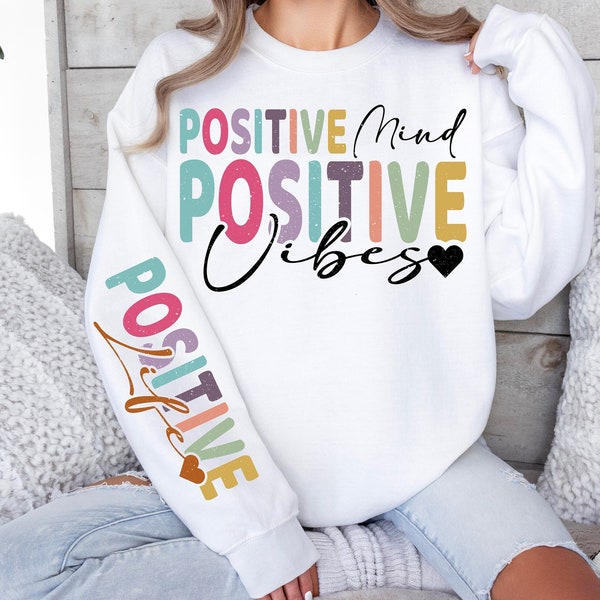 Positive Affirmations Life Mind Vibes SVG PNG, Boho Self Love Svg, Motivational Sleeve Shirt Svg, Boho Quote Self Care Svg, Png File