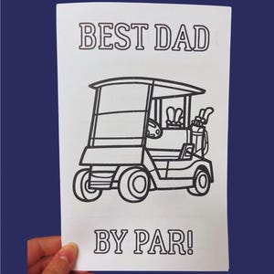 Golf Vatertag druckbare Malkarte, Farbe für Ihre eigene Vatertagskarte, Vatertagsaktivität, DIY Geschenk für Papa, I Love Dad