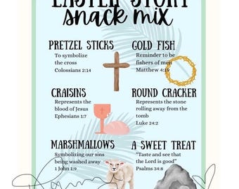 Easter Story Snack Mix Treat| Easter Story Snack Mix for Sunday Kids Resurrection Easter Story Printable Sunday School