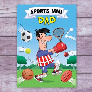Sport Mad Dad Geburtstagskarte. Es gibt einfach nicht genug Sport auf der Welt für Papa.