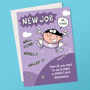 Divertente carta Nuovo Lavoro per chiunque. Ben fatto! Risultato! Azzeccato! Adesso non ti resta che fare un'ottima prima impressione...