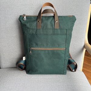 Waxed canvas backpack: modern minimalist design