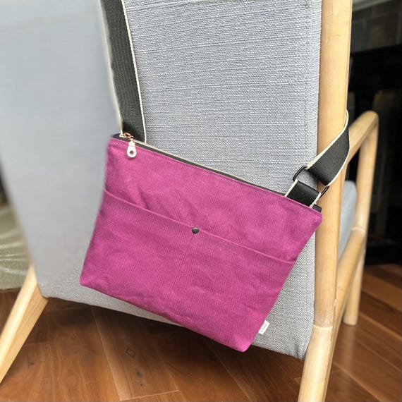 Waxed Canvas Crossbody Bag: Rich Plum Colour - Etsy display picture 3
