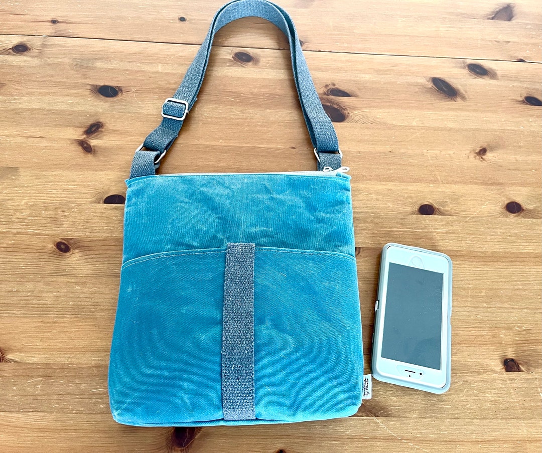 Waxed Canvas Crossbody Bag Unisex Design Ocean Blue Etsy