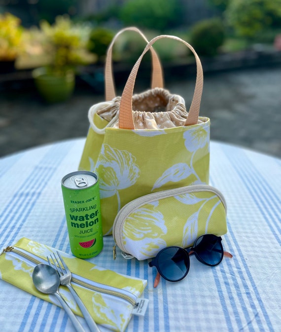Oilcloth Lunch Bag With Drawstring and Insulation Etsy Ireland