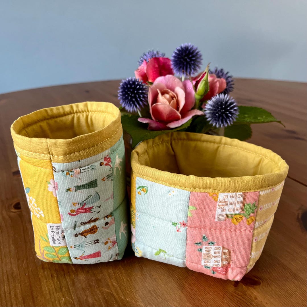Patchwork Quilted Basket: Set of 2 in Matching Fabric - Etsy