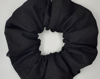 Hair scrunchie cotton fabric in solid black  colour