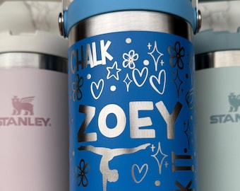 Engraved Stanley Custom Wrap Design for Stanley Iceflow, Stanley 20oz 30oz with handle and Flip straw School water bottle Gymnastics Stanley