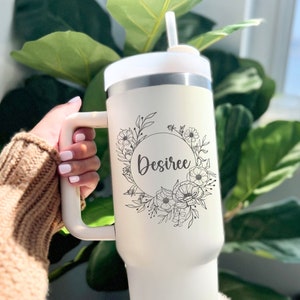 Personalized 40oz Tumbler with Handle & Straw, Custom Engraved travel mug, Gift for best friend, Not Stanley Brand