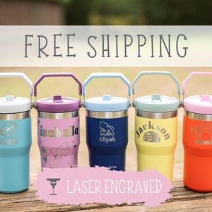 Personalized Stanley Iceflow with Leak-proof Lid Stanley 20oz with Handle and Flip Straw for Boys and Girls School Kids Water bottle