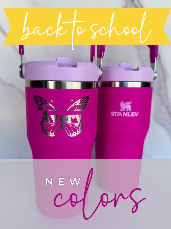 Iceflow Stanley Flipstraw | Personalized 20oz Stanley with Leak-proof Lid | Stanley 20oz with Handle | Back-to-School Kids Water bottle