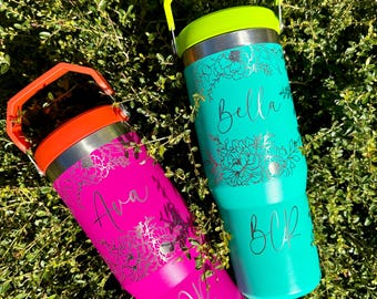 30oz Personalized Stanley Iceflow with Leak-proof lid, Stanley with handle and Flip straw water bottle