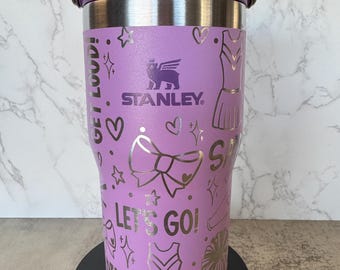 Custom Wrap Design for Stanley Iceflow, Stanley 20oz 30oz with handle and Flip straw School water bottle Cheer Cheerleading Stanley