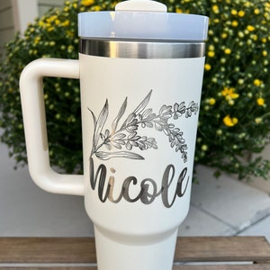 Personalized 40oz Tumbler with Handle & Straw, Custom Engraved travel mug, Gift for best friend, Not Stanley Brand image 7