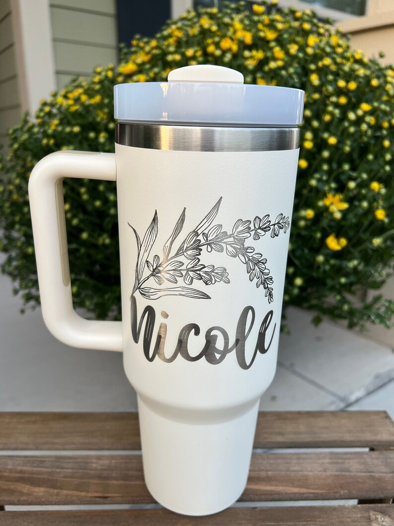 Personalized 40oz Tumbler with Handle & Straw, Custom Engraved travel mug, Gift for best friend, Not Stanley Brand image 7