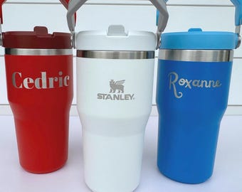 Engraved Stanley Cup Custom Stanley Ice flow with Leak-proof Lid Stanley 20oz 30oz tumbler with Handle Christmas Stanley cup