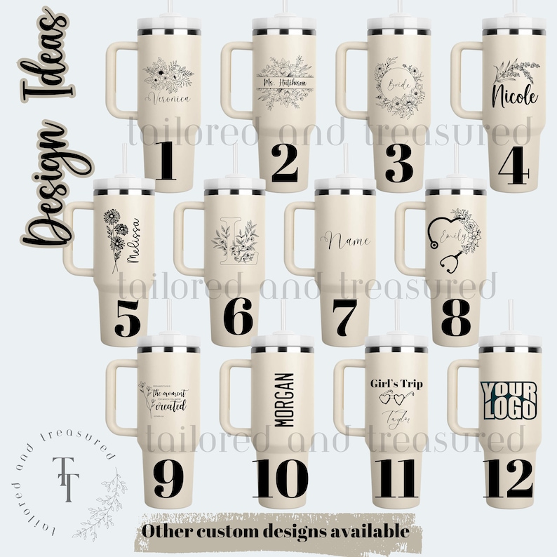 Personalized 40oz Tumbler with Handle & Straw, Custom Engraved travel mug, Gift for best friend, Not Stanley Brand image 4