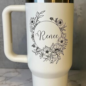 Personalized 40oz Tumbler with Handle & Straw, Custom Engraved travel mug, Gift for best friend, Not Stanley Brand image 3