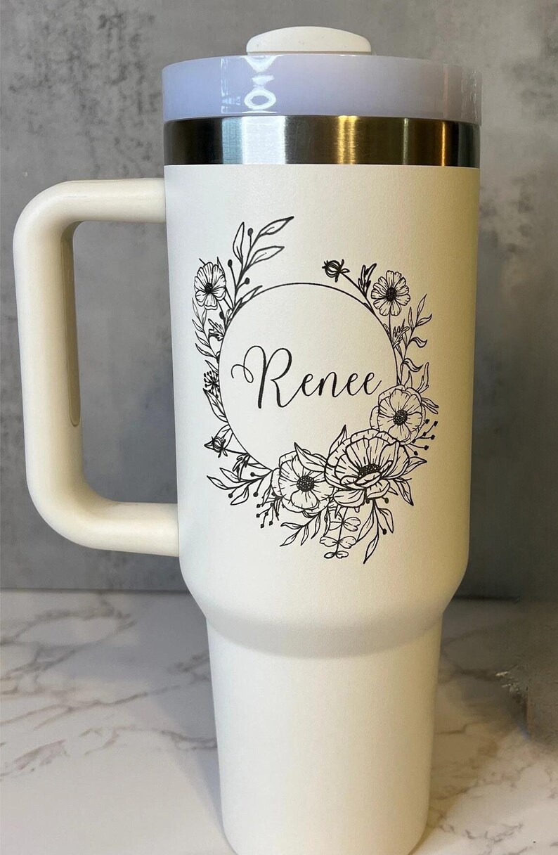 Personalized 40oz Tumbler with Handle & Straw, Custom Engraved travel mug, Gift for best friend, Not Stanley Brand image 3