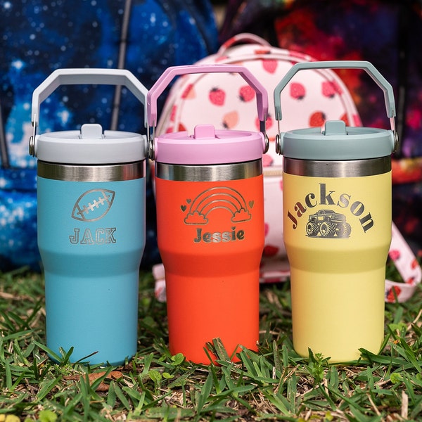 Personalized Stanley Iceflow with Leak-proof lid, Stanley 20oz 30oz with handle and Flip straw for Boys and Girls