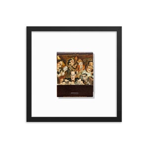 May include: A vintage matchbook cover featuring a cartoon illustration of a band playing at the Cotton Club. The illustration is in a dark brown, red, and yellow color scheme.