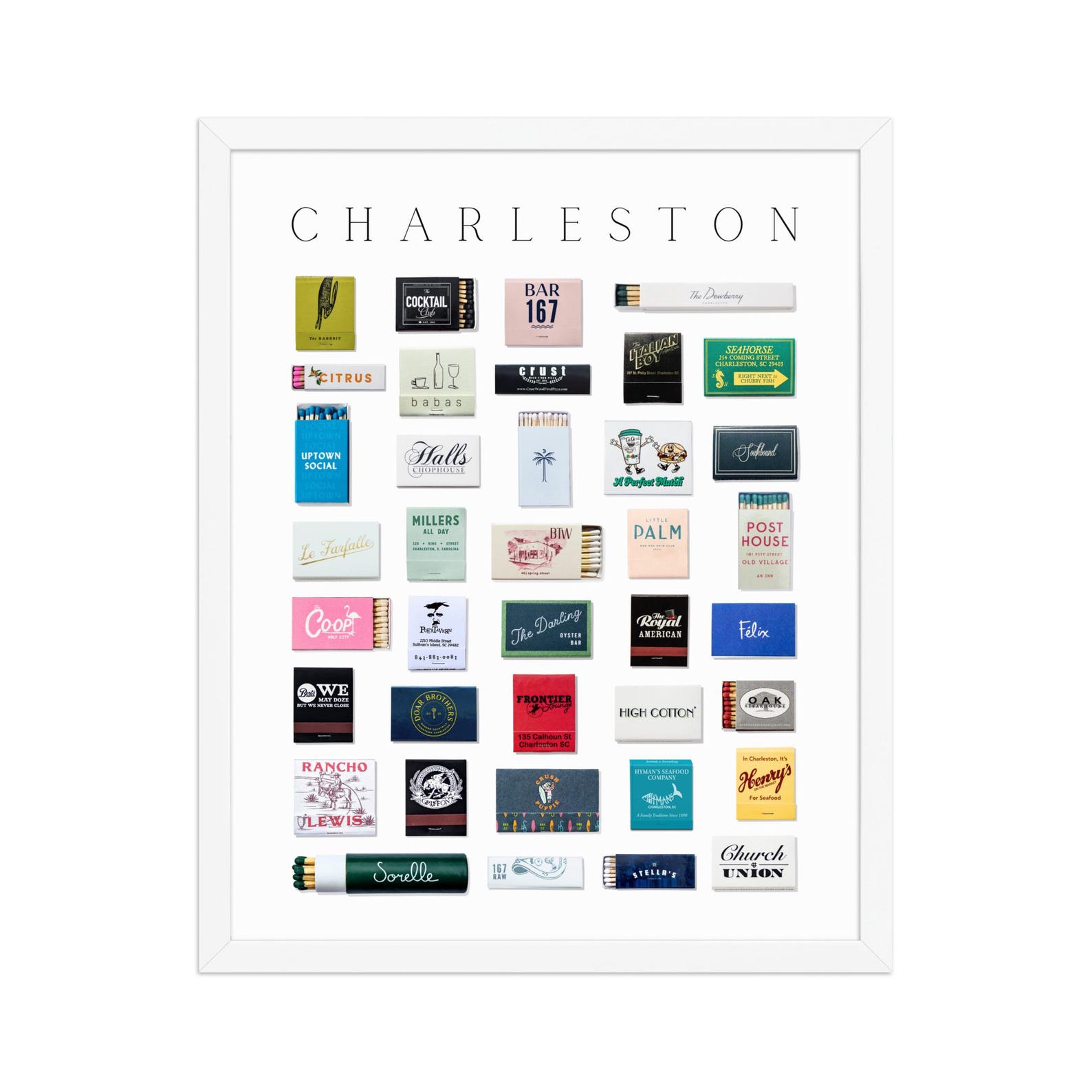 Charleston Matchbox Print - White, 16″×20″